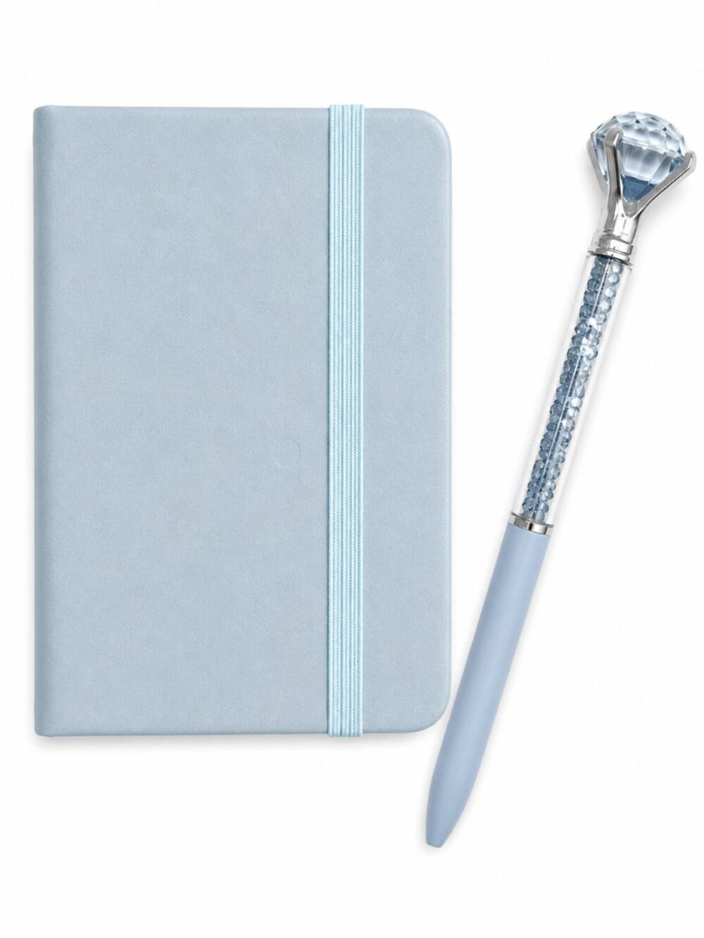 Light Blue A7 Pocket Notebook Journal Crystal Diamond‎ Pen Gift Set Planner NEW